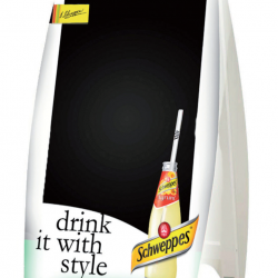 Chalk a board Schweppes Agrum made in polystyrene with metallic base